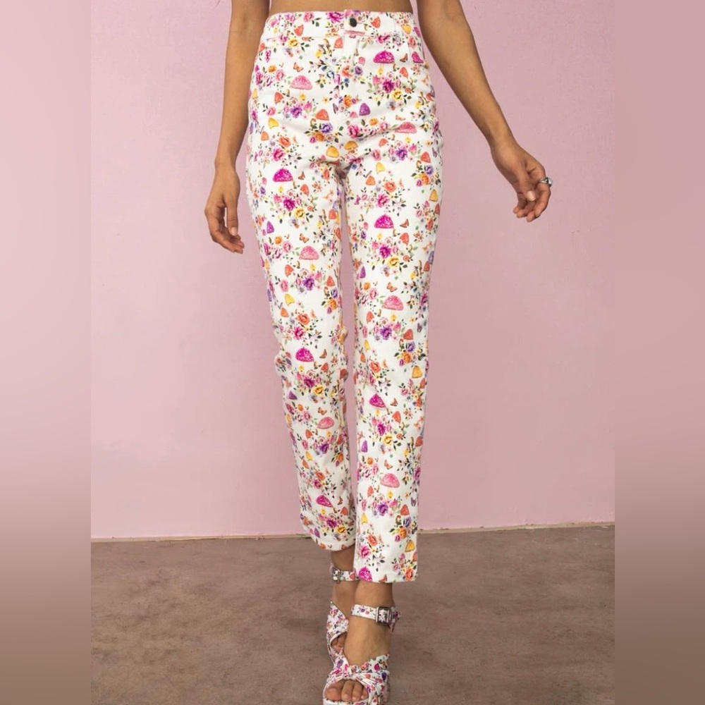 NWOT. Dolls Kill On A Whim Mushroom Print Jeans 🍄 Sugar Thrillz